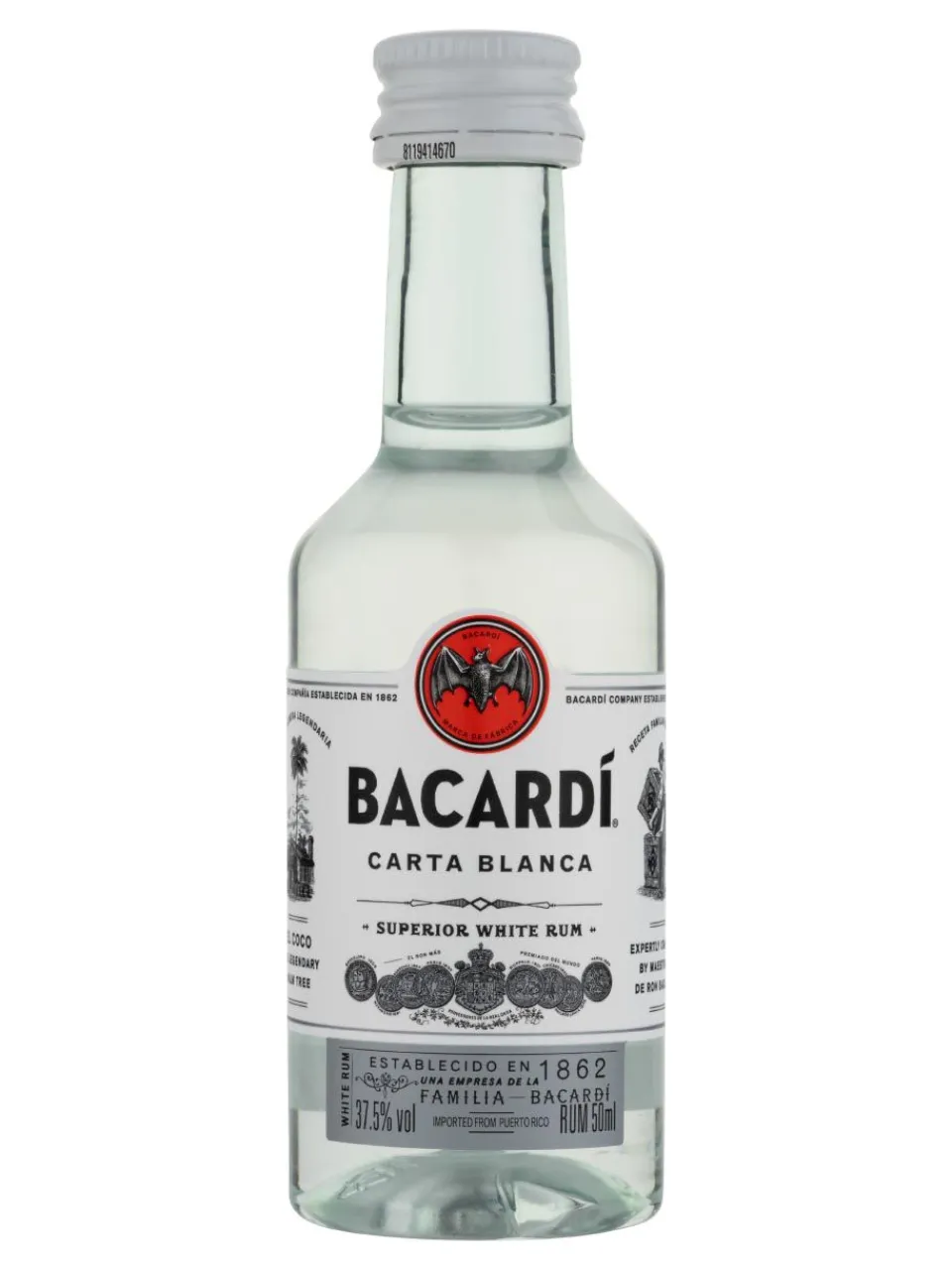 Online bacardi Carta Blanca Rum 37.5% 0.05L PET