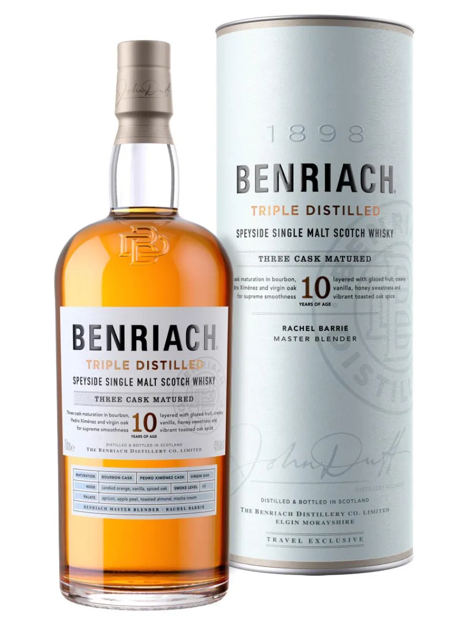 Clearance benriach 10y Triple Distilled Speyside Single Malt Scotch Whisky 43% 1L gift pack