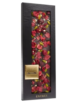 Best chocome - Dark chocolate with pistachios, crystallised rose petals, freeze-dried sour cherries and 23-carat gold crumbs