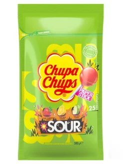 Online chupa-chups Chupa Chups mixed lollipops in a bag with the flavors of sour apple, sour lemon and sour strawberry