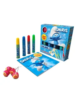 Best chupa-chups Chupa Chups set with 4 strawberry lollies, 4 marker pens and 1 colouring book - Smurfs or Hello Kitty