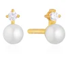 Outlet sif-jakobs-1 Earrings Adria Uno Piccolo - 18k gold plated with white zirkonia and freshwater pearl.