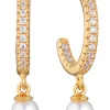 New sif-jakobs-1 Earrings Ellera Perla Medio - 18k gold plated with white zirconia and freshwater pearl.
