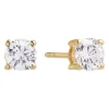 Fashion sif-jakobs-1 Earrings Princess Round - 18k gold plated with white zirconia