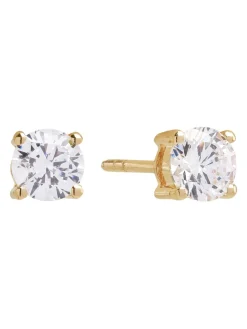 Fashion sif-jakobs-1 Earrings Princess Round - 18k gold plated with white zirconia