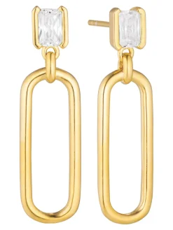 Online sif-jakobs-1 Earrings Roccanova Lungo - 18k gold plated, with white zirconia