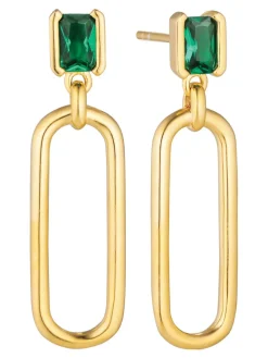 Sale sif-jakobs-1 Earrings Roccanova Lungo - 18k gold plated, with green zirconia
