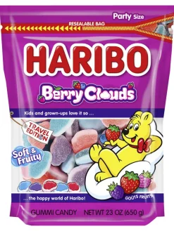 Outlet haribo fruit gums with foam sugar with blueberry, wild berry and strawberry flavor