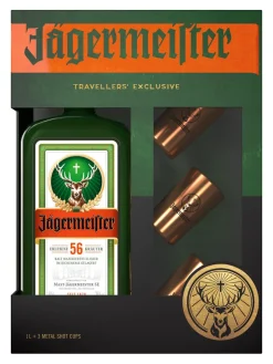 Sale jaegermeister Jägermeister Liqueur + 3 Metal Shot Cups 35% 1L