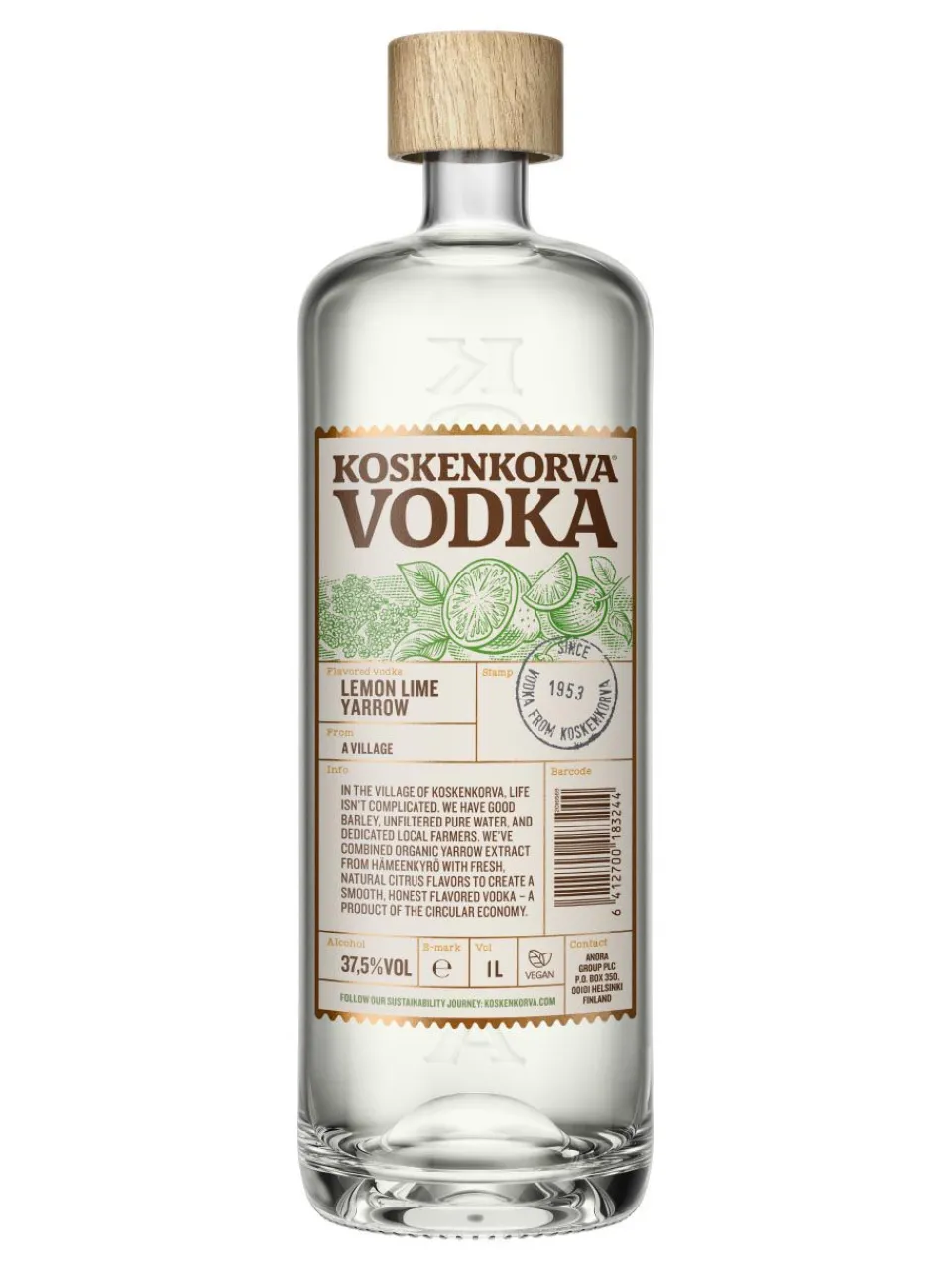 Clearance koskenkorva Lemon Lime Yarrow Wodka 37.5% 1L