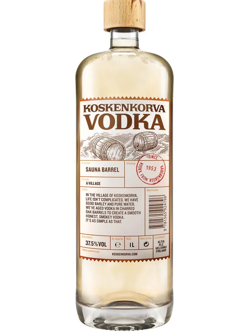 Fashion koskenkorva Sauna Barrel Vodka 37.5% 1L