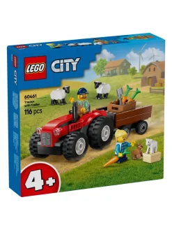 Online lego System A/S, City Great Vehicles, red farm tractor with trailer & sheep