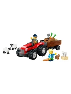 Online lego System A/S, City Great Vehicles, red farm tractor with trailer & sheep