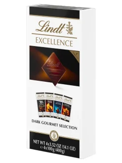 Best lindt EXCELLENCE Multipack 4x100g bars: dark chocolate, dark chocolate with sea salt, dark chocolate with caramel sea salt, dark cho  colate with orange