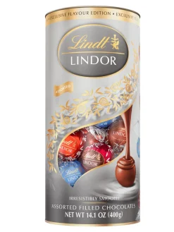 Fashion lindt Lindor Tube silver with four flavours (milk, hazelnut, milk and white, double chocolate) 400g