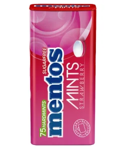 Hot mentos sugar-free mint pastilles with strawberry flavor, with sweeteners