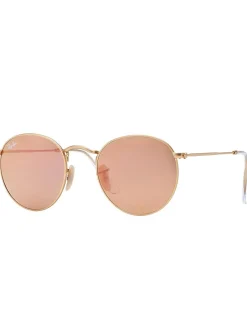 Sale ray-ban Ray Ban RB3447 Round Flash Lenses, Unisex Sunglasses, Gold
