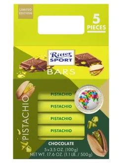 New ritter-sport Ritter Sport Pistachio Tower milk chocolate bar with roasted and salted pistachio pieces