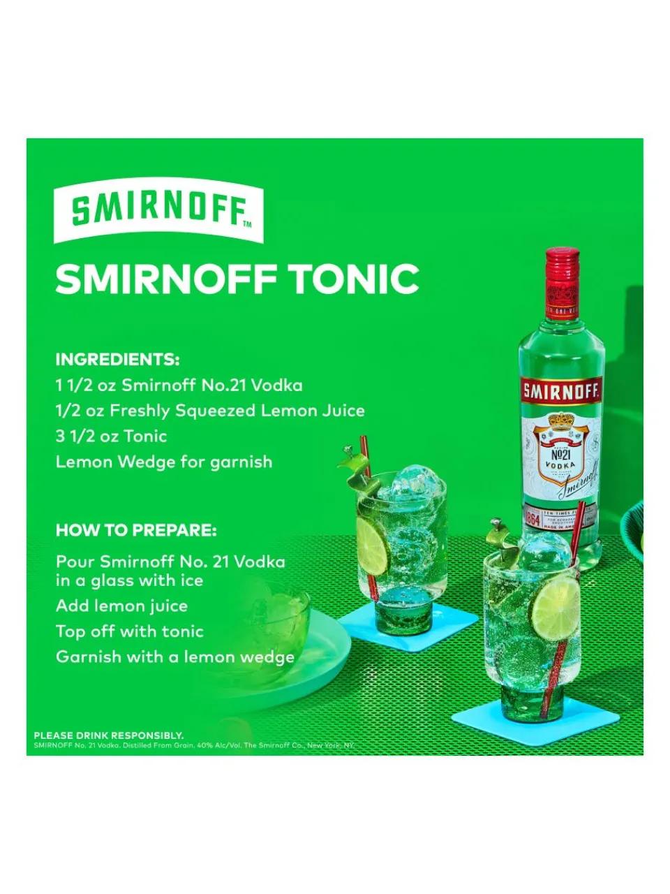 New smirnoff Red Label Vodka 37.5% 1L